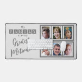 6フォトファミリーのモチベーション灰色 デスクマット (キーボード&マウス)