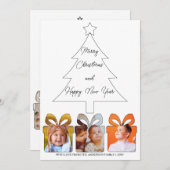 6フォトブラック&ホワイトユニーククモダンメリーリトマス シーズンカード (正面/裏面)