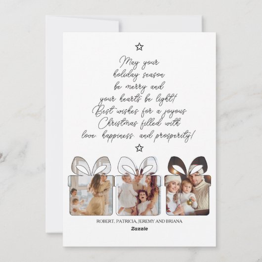 6フォトブラック&ホワイトユニーククモダンメリーリトマス シーズンカード (裏面)