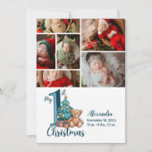 6フォトブルーテディベビー1stクリスマス シーズンカード (正面)