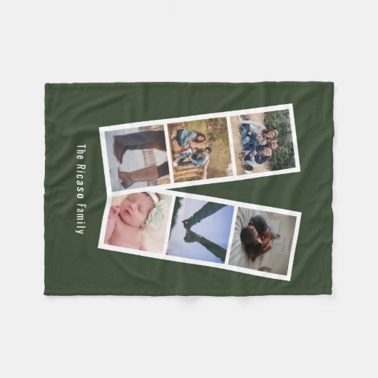 6フォトブーススタイルアーミーパーソナライズされたグリーン フリースブランケット (正面(横))