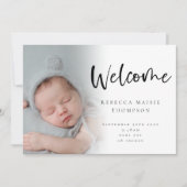 6フォトベビーガールボーイスクリプトウェルカム誕生 案内状 (正面)