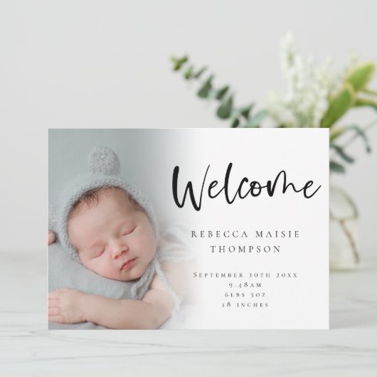 6フォトベビーガールボーイスクリプトウェルカム誕生 案内状 (スタンド正面)