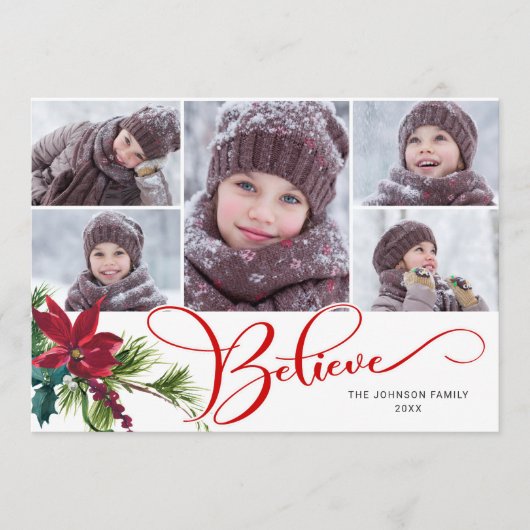 6フォトポイエレガントンセチア信じ シーズンカード (正面)