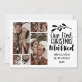 6フォトミニマリスト私たちの初めてのクリスマス 結婚した シーズンカード (正面)