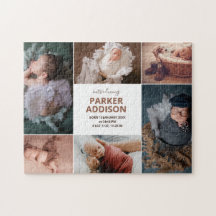 6フォトモダンコラージグリッド生まれたばかりのベビー誕生アン