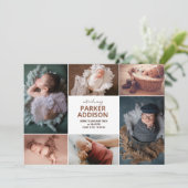 6フォトモダンコラージグリッド生まれたばかりのベビー誕生 案内状 (スタンド正面)