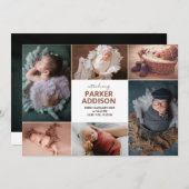 6フォトモダンコラージグリッド生まれたばかりのベビー誕生 案内状 (正面/裏面)