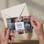 6フォトモダンコラージグリッド生まれたばかりのベビー誕生 案内状