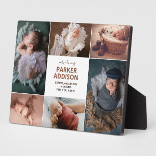 6フォトモダンコラージグリッド生まれたばかりのベビー フォトプラーク