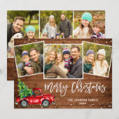 6フォトレトロクリスマスレッドトラックのグリーティ素朴ング シーズンカード (正面/裏面)