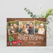 6フォトレトロクリスマスレッドトラックのグリーティ素朴ング シーズンカード (スタンド正面)