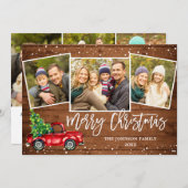 6フォトレトロクリスマスレッドトラックのグリーティ素朴ング シーズンカード (正面/裏面)