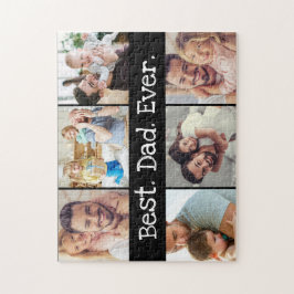 6フォト最高のおもしろいパパEver Collage白黒 ジグソーパズル