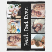 6フォト最高のおもしろいパパEver Collage白黒 フリースブランケット (正面)