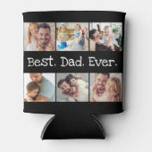 6フォト最高のおもしろいパパEver Collage白黒 缶クーラー (正面)