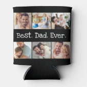 6フォト最高のおもしろいパパEver Collage白黒 缶クーラー (正面)