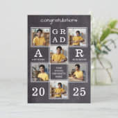 6フォト素朴コラージュChalkboard卒業 案内状 (スタンド正面)