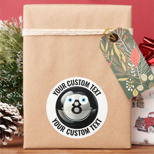 6プール8ボールパーソナライズされた文字カスタムハッピー顔 ラウンドシール (クリスマス)