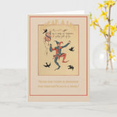 6ペンスの幸運のグリーティングカードの歌を歌う カード (黄色い花)