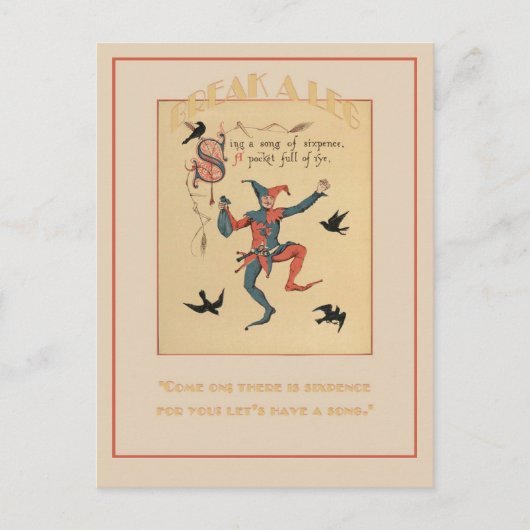 6ペンスの幸運はがきの歌を歌う ポストカード (正面)
