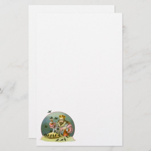 6ペンスの歌を歌う，ヴィンテージ子供部屋韻 便箋 (正面/裏面)