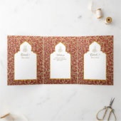 6ページ ニカーフォト WALIMAH 白 赤 金華麗なトリフォールドI 三つ折り招待状 (内部)