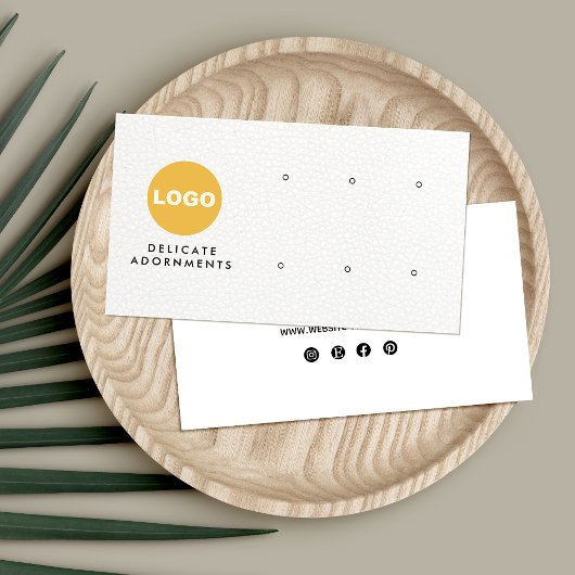 6ホールスタッドイヤリングホワイトレザー追加ロゴブシン 名刺