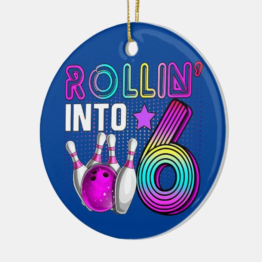 6ボーリング誕生日パーティー6誕生日 セラミックオーナメント (左)