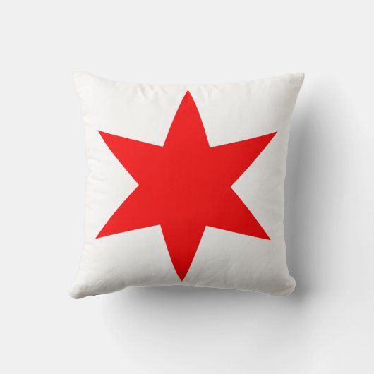 6ポイントのシカゴ国旗の赤星 クッション (裏面)