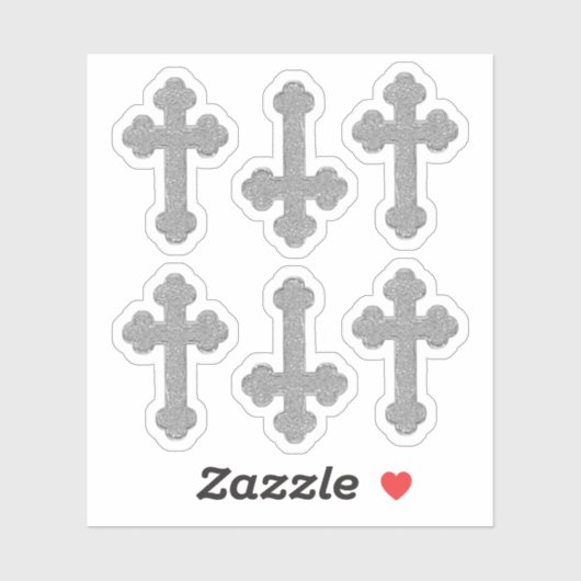 6メタリックフェイクシルバー出芽クロス – 輪郭 シール (シート)