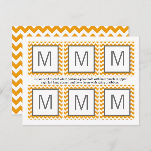 6メッセージカードイエローグレーシェブロン名フォーカス ポストカード (正面/裏面)