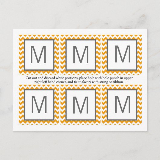 6メッセージカードイエローグレーシェブロン名フォーカス ポストカード (正面)