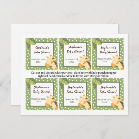 6メッセージカードサファリジャングルキラフェグリーン インビテーションポストカード (正面/裏面)