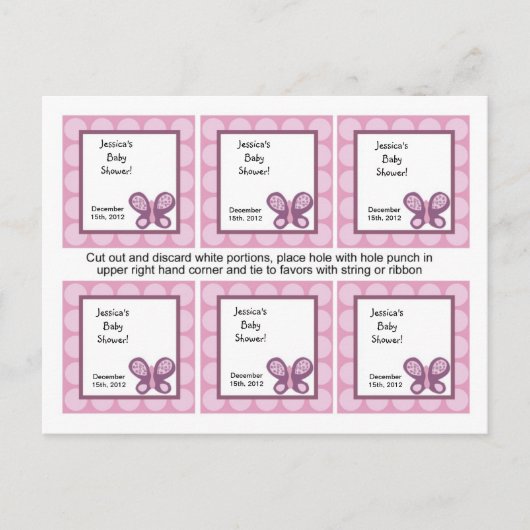 6メッセージカードシュガープラムバタフライ インビテーションポストカード (正面)