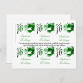 6メッセージカードスウィート16グリーンパーティーマスク インビテーションポストカード (正面/裏面)