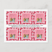 6メッセージカードピンクハワイアンルアウ（ハワイ式宴会）トロピカル インビテーションポストカード (正面)