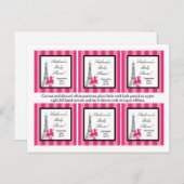 6メッセージカードピンクプードルパリエッフェルタワー インビテーションポストカード (正面/裏面)