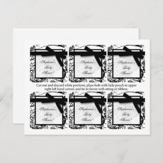 6メッセージカードブラックトイレファブリックプリントパターン インビテーションポストカード (正面/裏面)