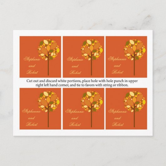 6メッセージカードモダン秋の木の秋の葉 ポストカード (正面)