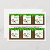 6メッセージカードモンキースイングジャングルサファリ動物園 インビテーションポストカード (正面/裏面)