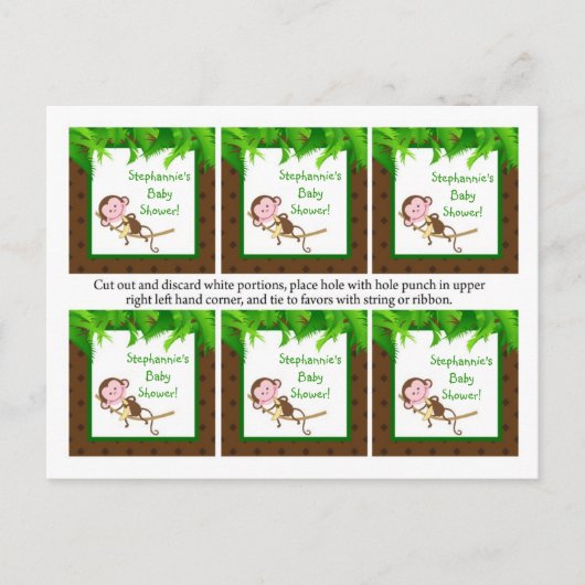 6メッセージカードモンキースイングジャングルサファリ動物園 インビテーションポストカード (正面)