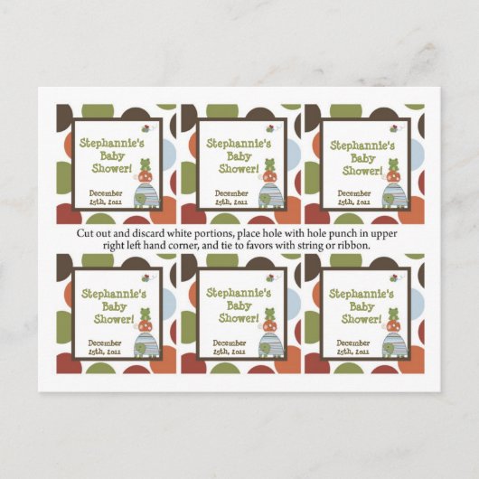 6メッセージカードラグナビーチタートルフロッグポンドアニマル インビテーションポストカード (正面)