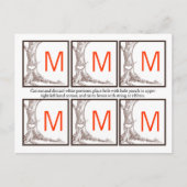 6メッセージカード秋ツリーイニシャルカービングズオータムバー ポストカード (正面)