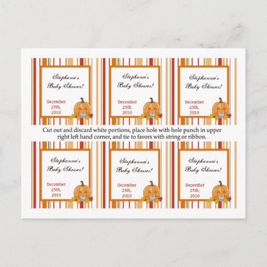 6メッセージカード秋秋パンプキンベビー インビテーションポストカード (正面)