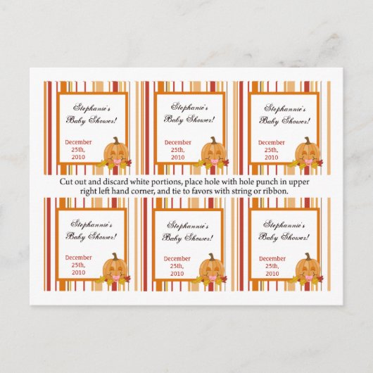 6メッセージカード秋秋パンプキンベビー インビテーションポストカード (正面)