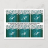 6メッセージカード結婚の散らばったティール(緑がかった色)ウッドレース ポストカード (正面)