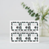 6メッセージカード結婚ズブラックダマスクレース ポストカード (スタンド正面)