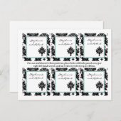 6メッセージカード結婚ズブラックダマスクレース ポストカード (正面/裏面)