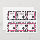 6メッセージカード結婚ズブラックホットピンクダマスクレース ポストカード (正面/裏面)